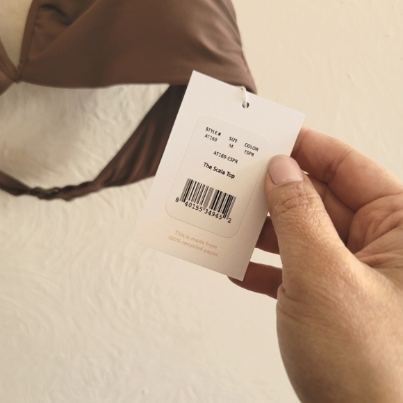 Andie Swim Scala Strapless Bikini Top in Espresso, Size Medium - Picture 7 of 7